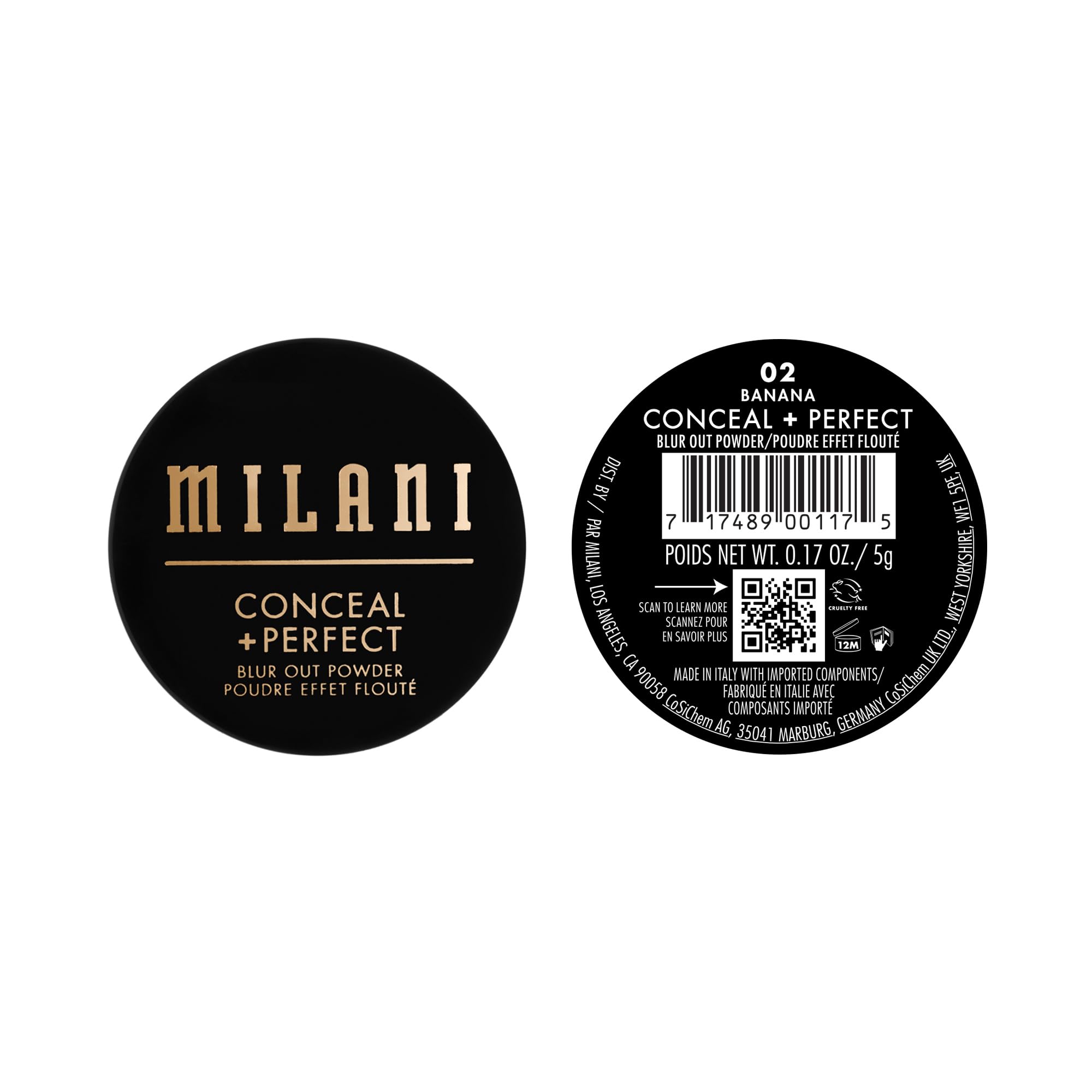 Milani Conceal + Perfect Blur Out Powder Banana – Talc-Free Pore-Blur Setting Powder