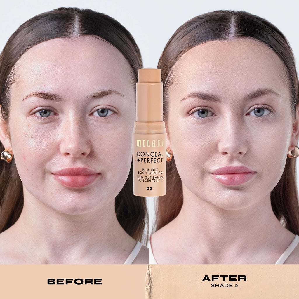 Milani Conceal + Perfect Blur Out Skin Tint Stick 02 – Buildable Tinted Moisturizer with Soft-M Matte Finish