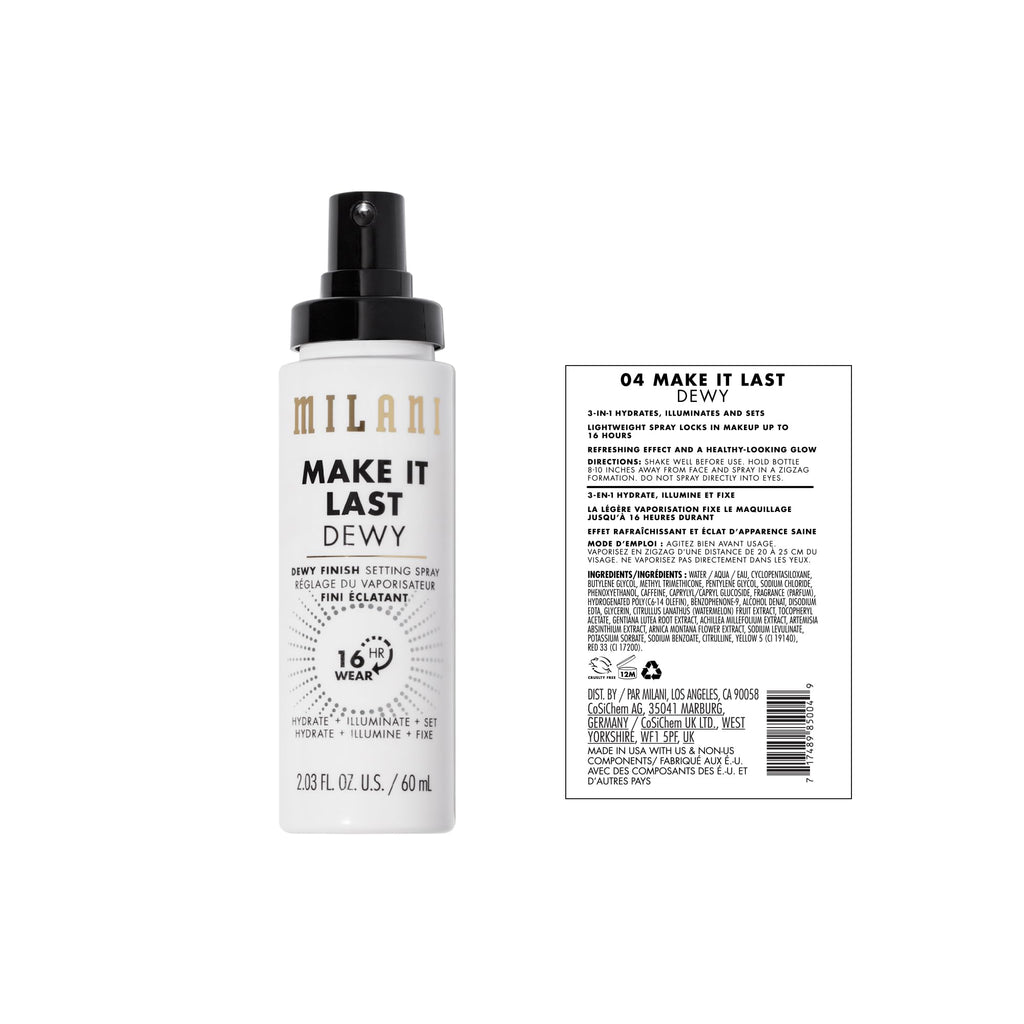 Milani Make It Dewy Setting Spray + Primer (2 Pack) – Hydrate, Glow & Set