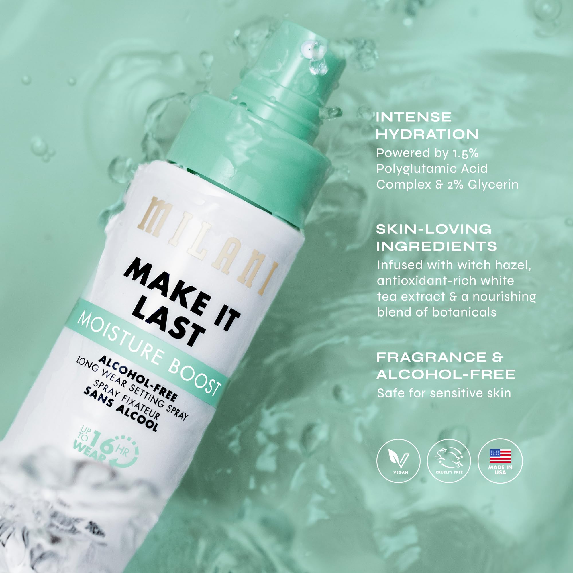 Milani Make It Last Moisture Boost Setting Spray – Alcohol-Free, Waterproof Hydrating Finisher
