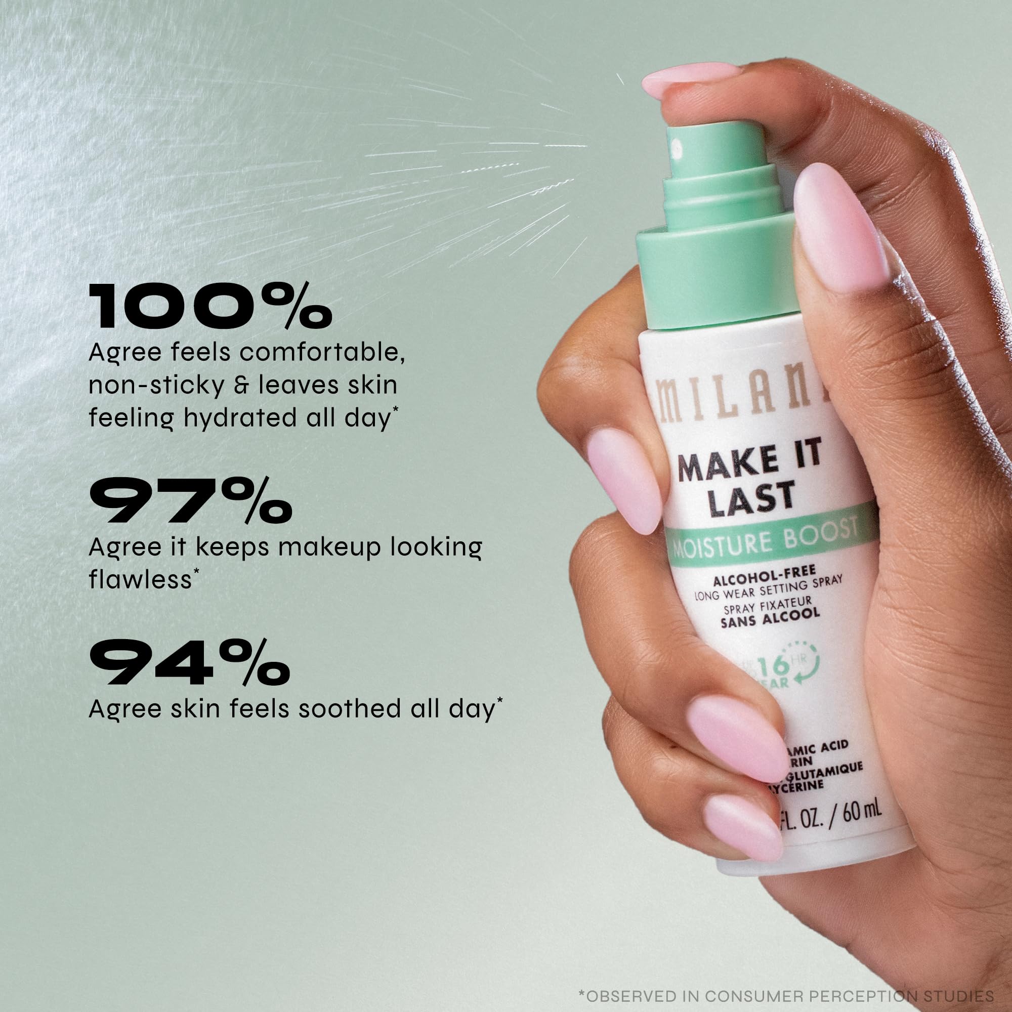 Milani Make It Last Moisture Boost Setting Spray – Alcohol-Free, Waterproof Hydrating Finisher