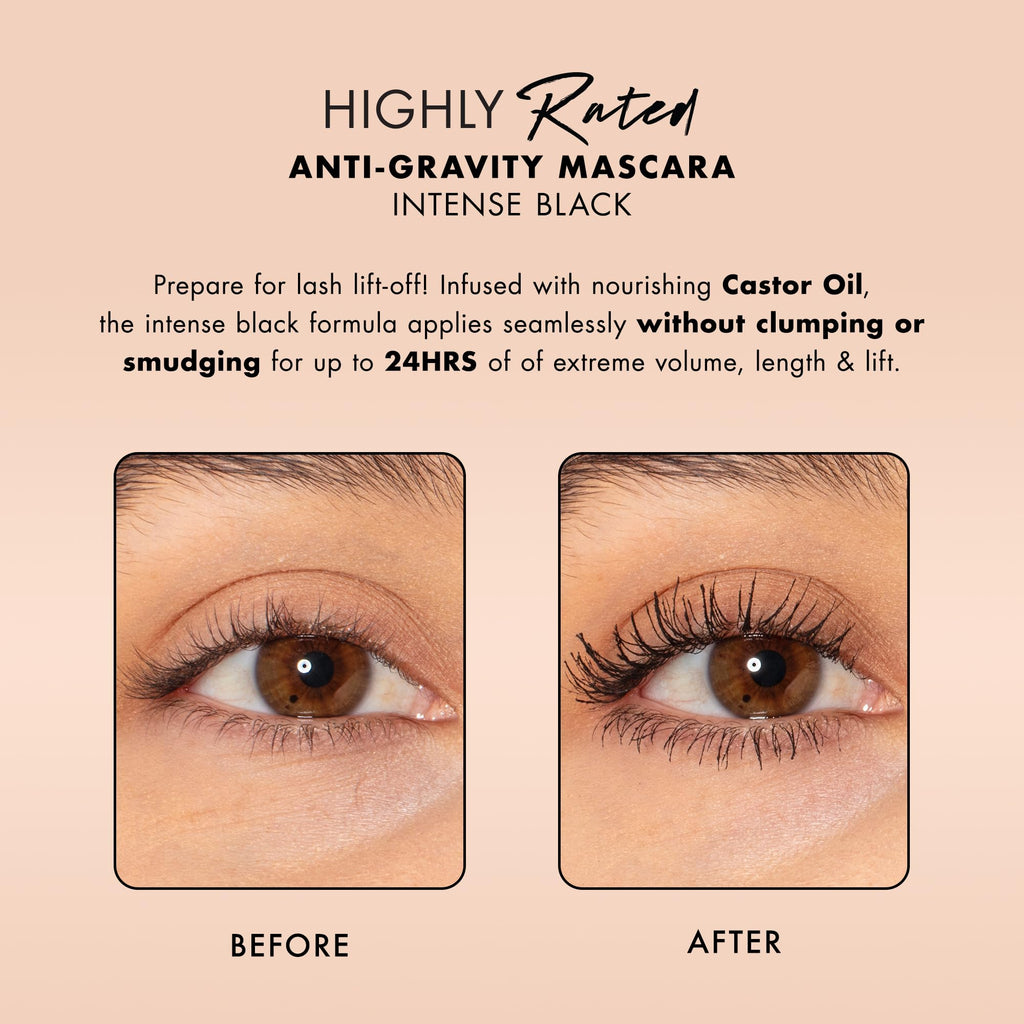 Milani Mascara Volume & Length – Anti-Gravity Black, Hourglass Wand, Castor Oil (2 Pack)