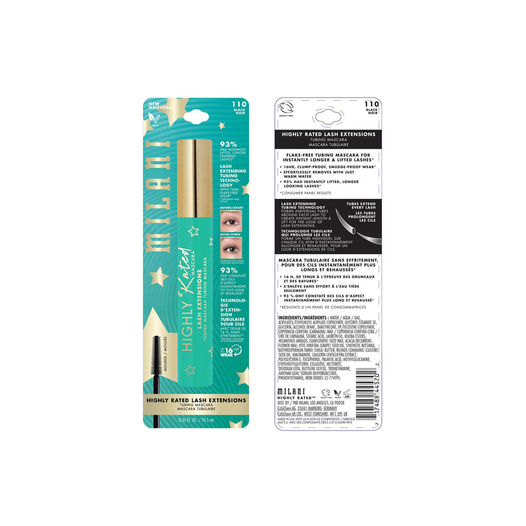 Milani Tubing Mascara – Lash Extension Look, 2-Pack, Shea Butter, Vegan