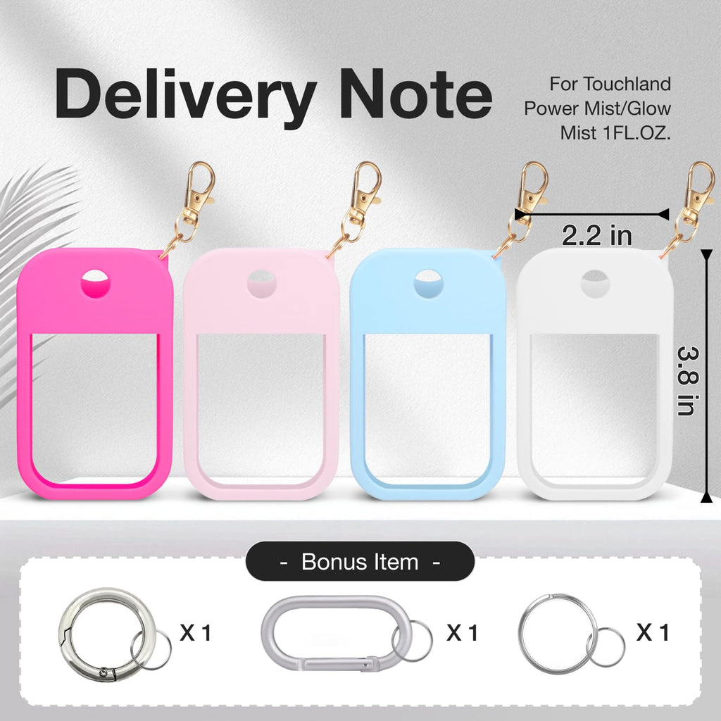 MILASONUS 4-Piece Soft Silicone Case for Touchland Power Mist (30 mL) – Protective & Stylish