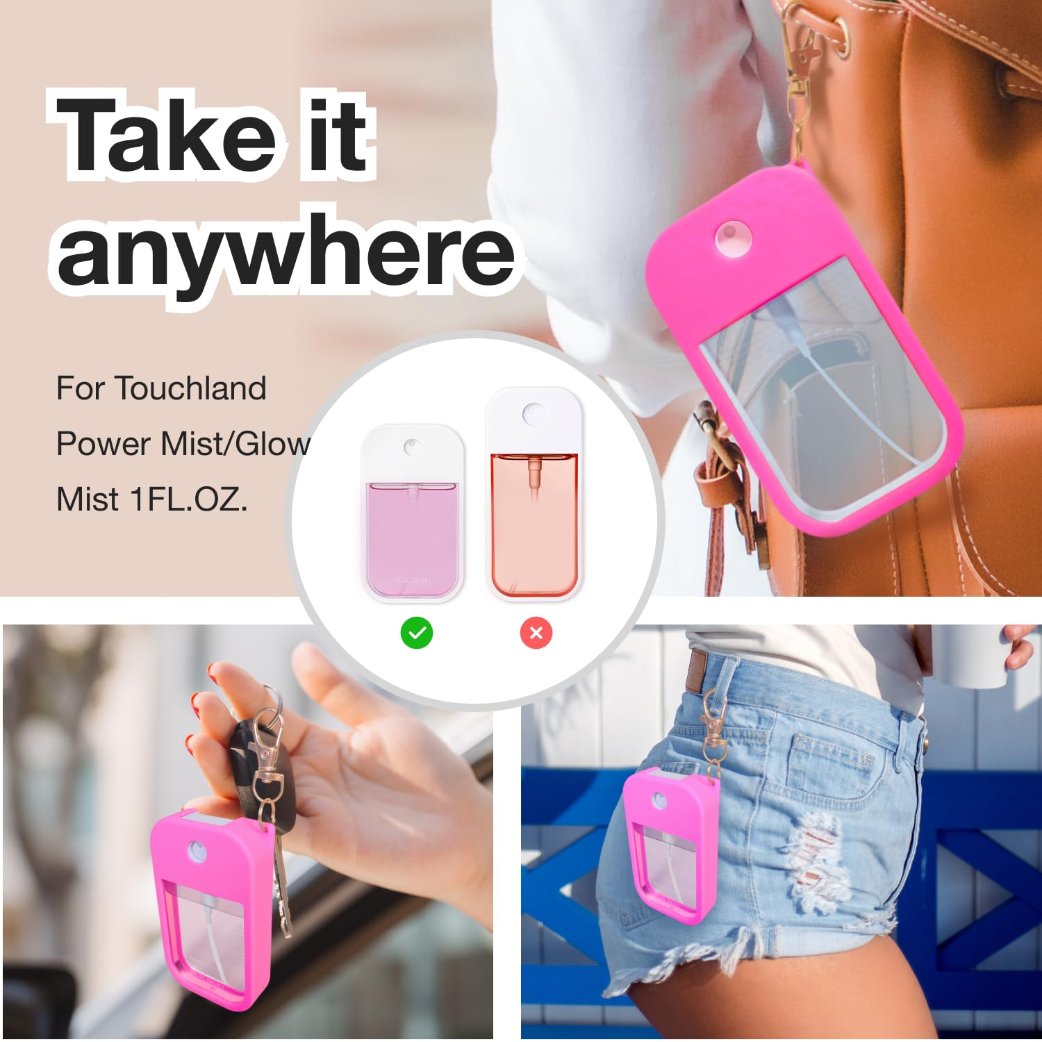 MILASONUS 4-Piece Soft Silicone Case for Touchland Power Mist (30 mL) – Protective & Stylish