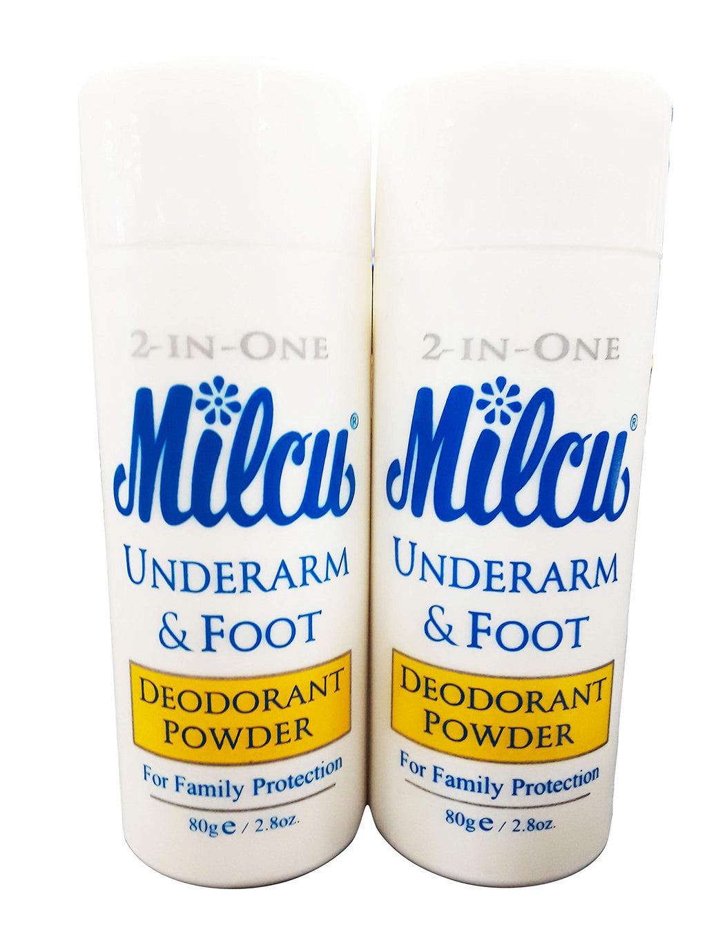 Milcu Underarm & Foot Deodorant Powder – 80g per Bottle, 2-Pack