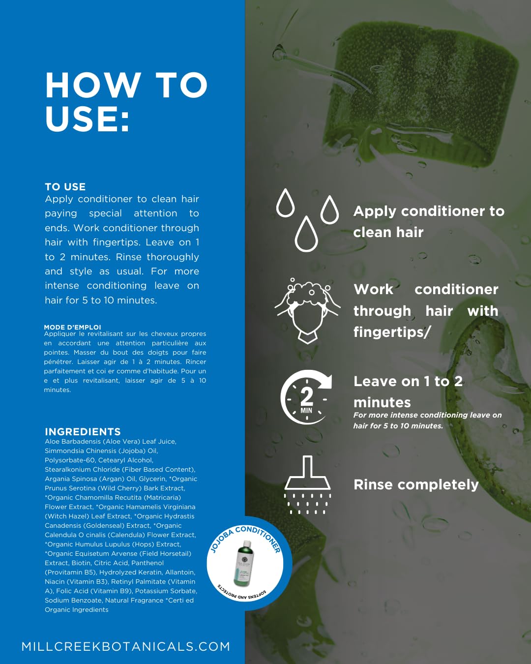 Mill Creek Botanicals Jojoba Shampoo & Conditioner Bundle – Paraben Free, Sulfate Free, pH Balanced