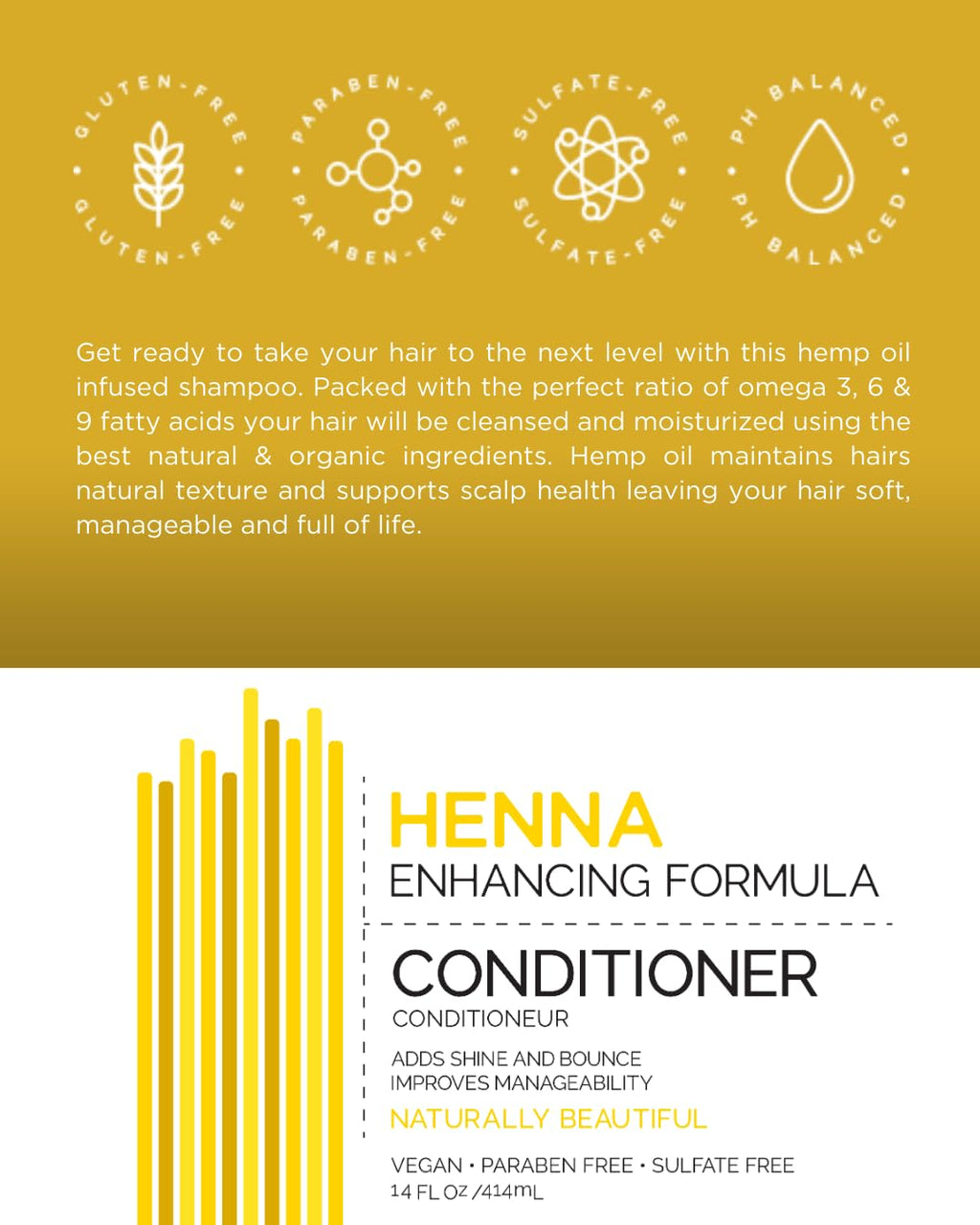 Mill Creek Henna Shampoo and Conditioner Bundle – 14 oz Each | Color Safe, Gluten Free