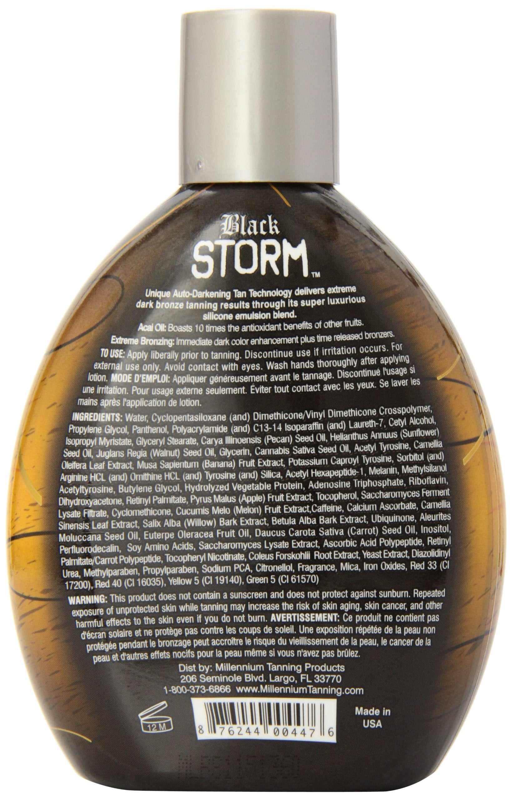 Millennium Tanning Black Storm 60x Auto-Darkening Tanning Lotion – Indoor & Outdoor Bronze 13.5 fl oz