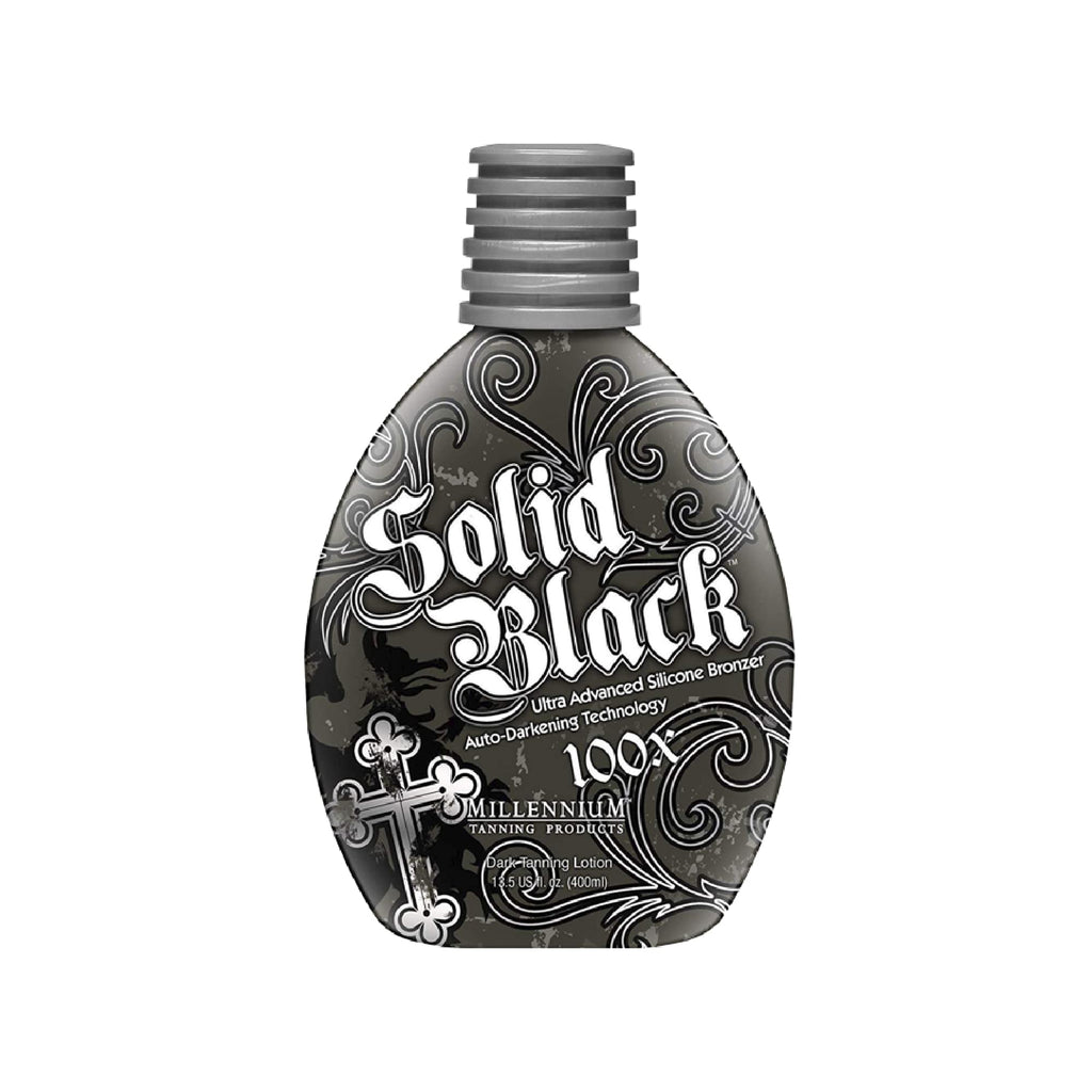 Millennium Tanning SOLID BLACK 100X Dark Tanning Lotion – Indoor/Outdoor Silicone Bronzer, 13.5 Fl oz
