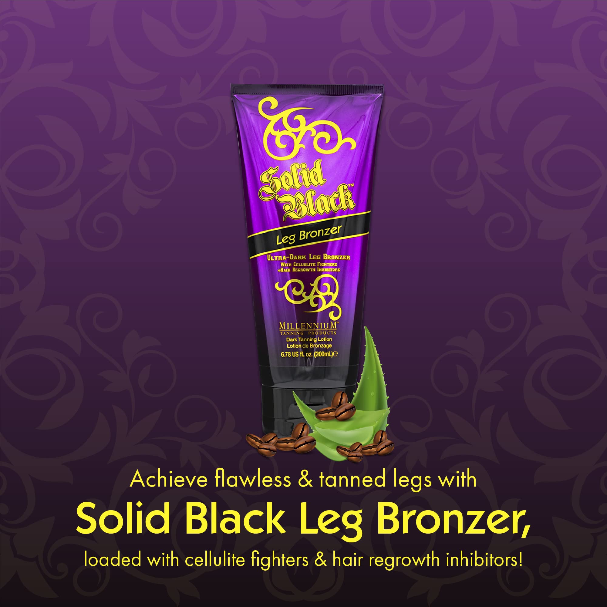 Millennium Tanning Solid Black Leg Bronzer – Ultra Dark Aloe-Infused Lotion (6.78 oz)