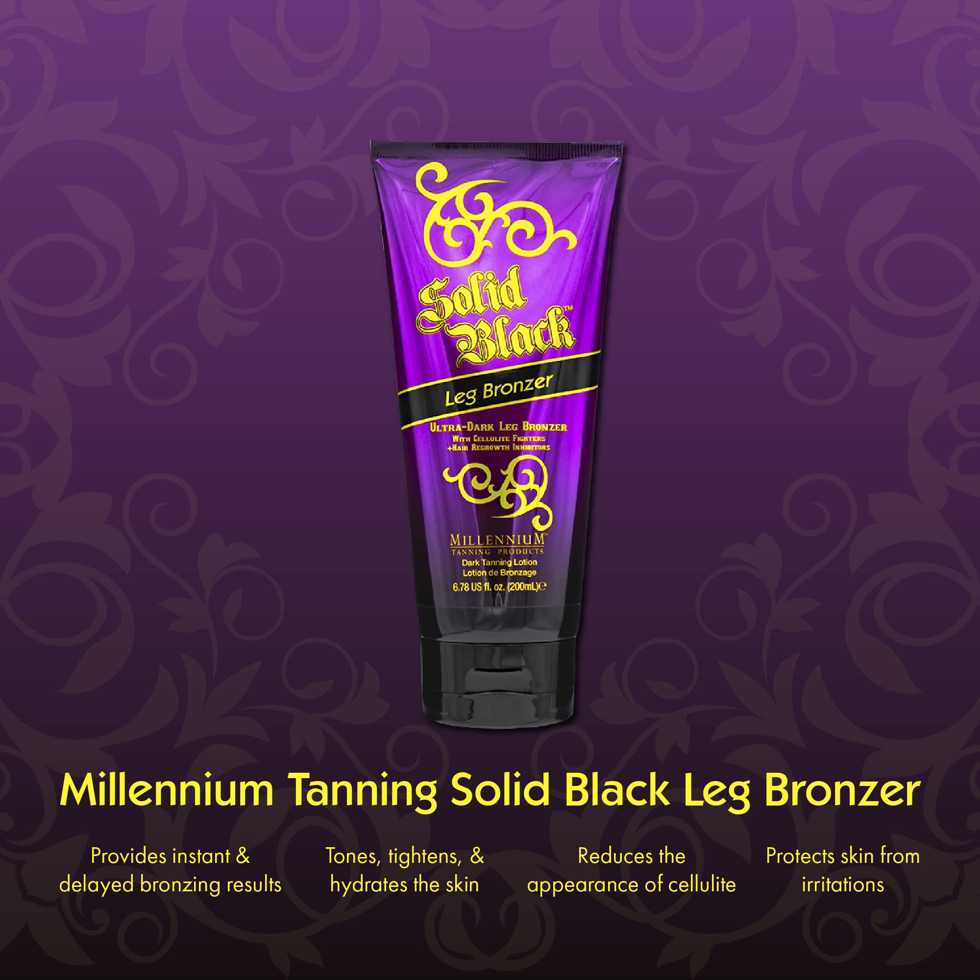 Millennium Tanning Solid Black Leg Bronzer – Ultra Dark Aloe-Infused Lotion (6.78 oz)