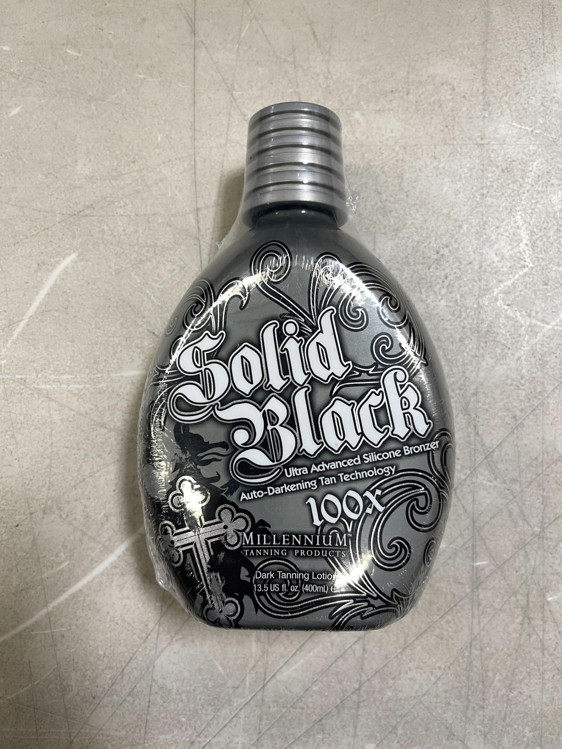 Millennium Tanning SOLID BLACK 100X Dark Tanning Lotion – Indoor/Outdoor Silicone Bronzer, 13.5 Fl oz