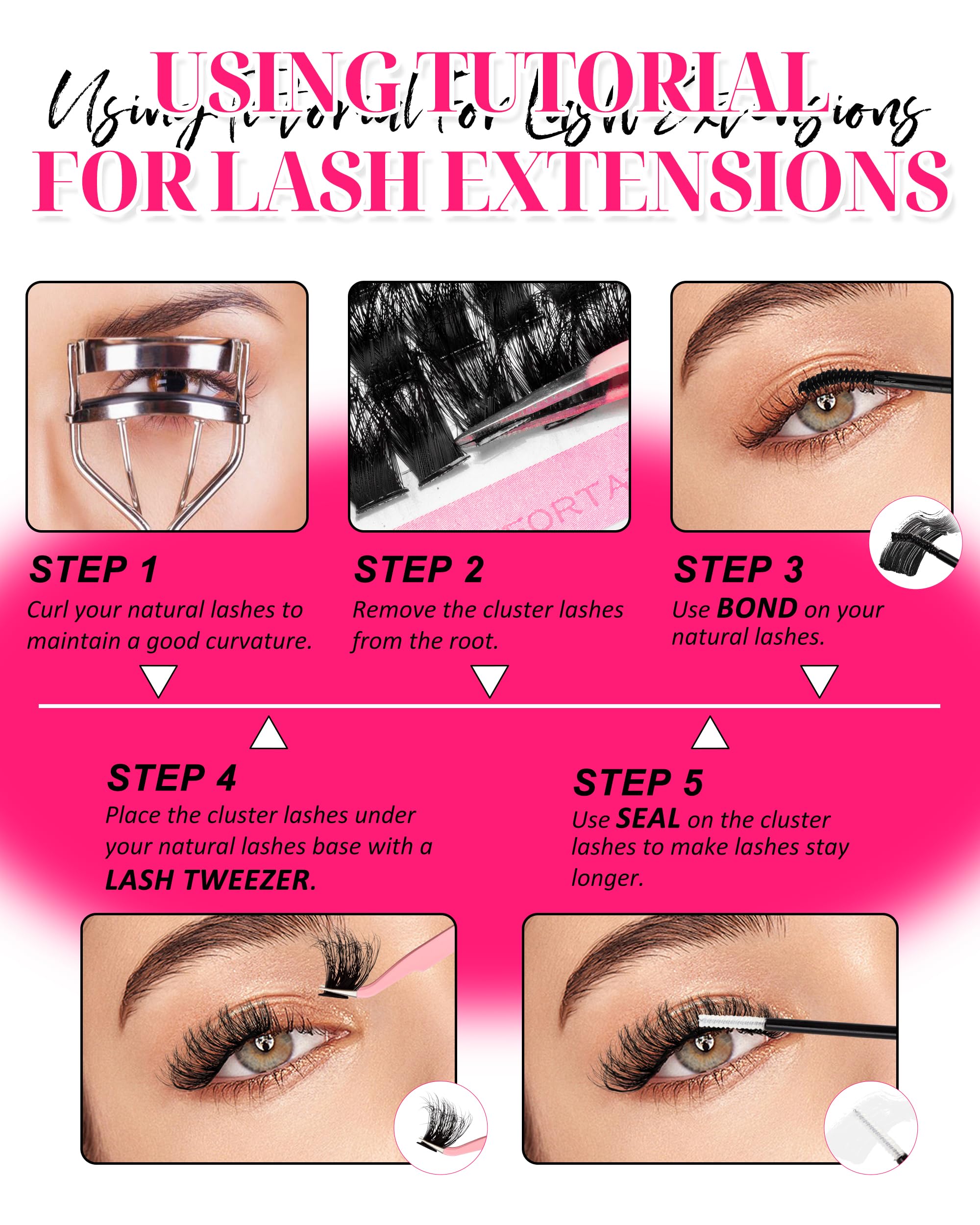 MilyBest 4 Styles Lash Clusters Kit – 864 Pcs Eyelash Extensions, D Curl DIY Lash Kit