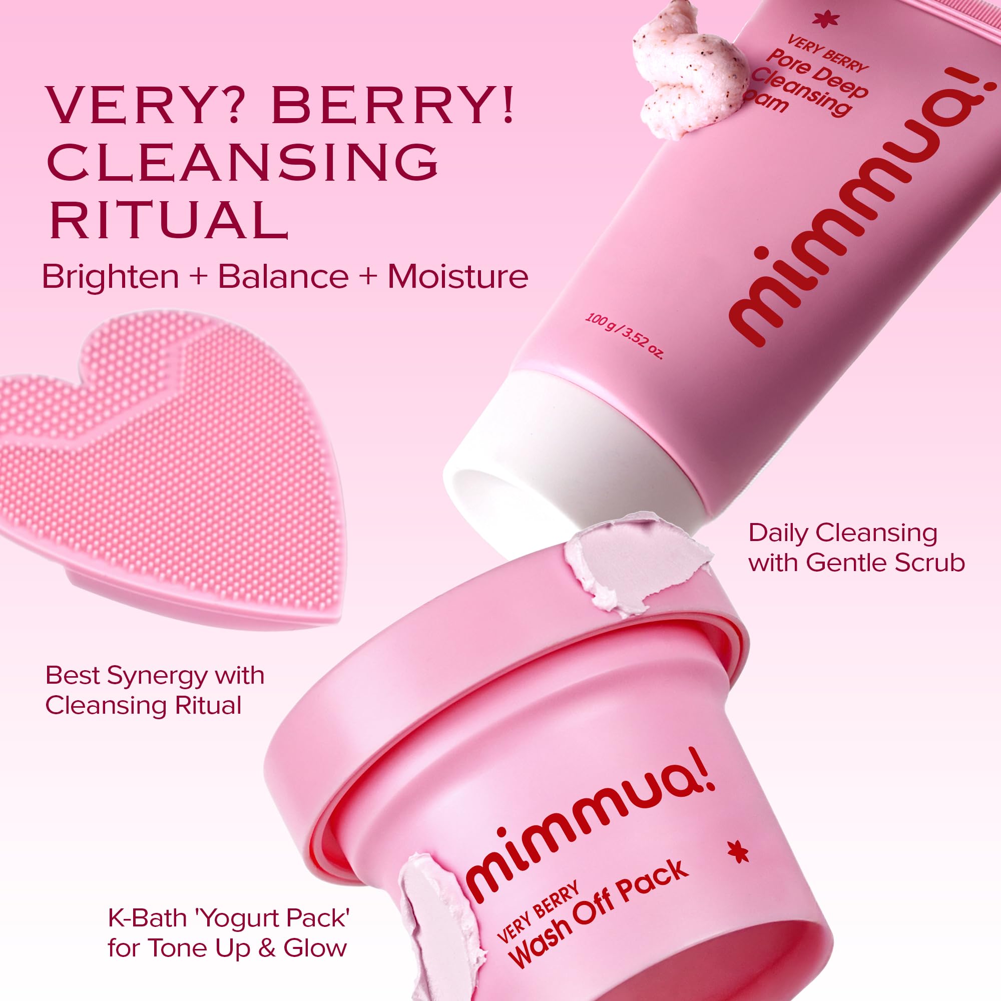 mimmua! VERY BERRY Pore Deep Cleansing Foam | Berry Complex + Fermented Ingredients for Glow