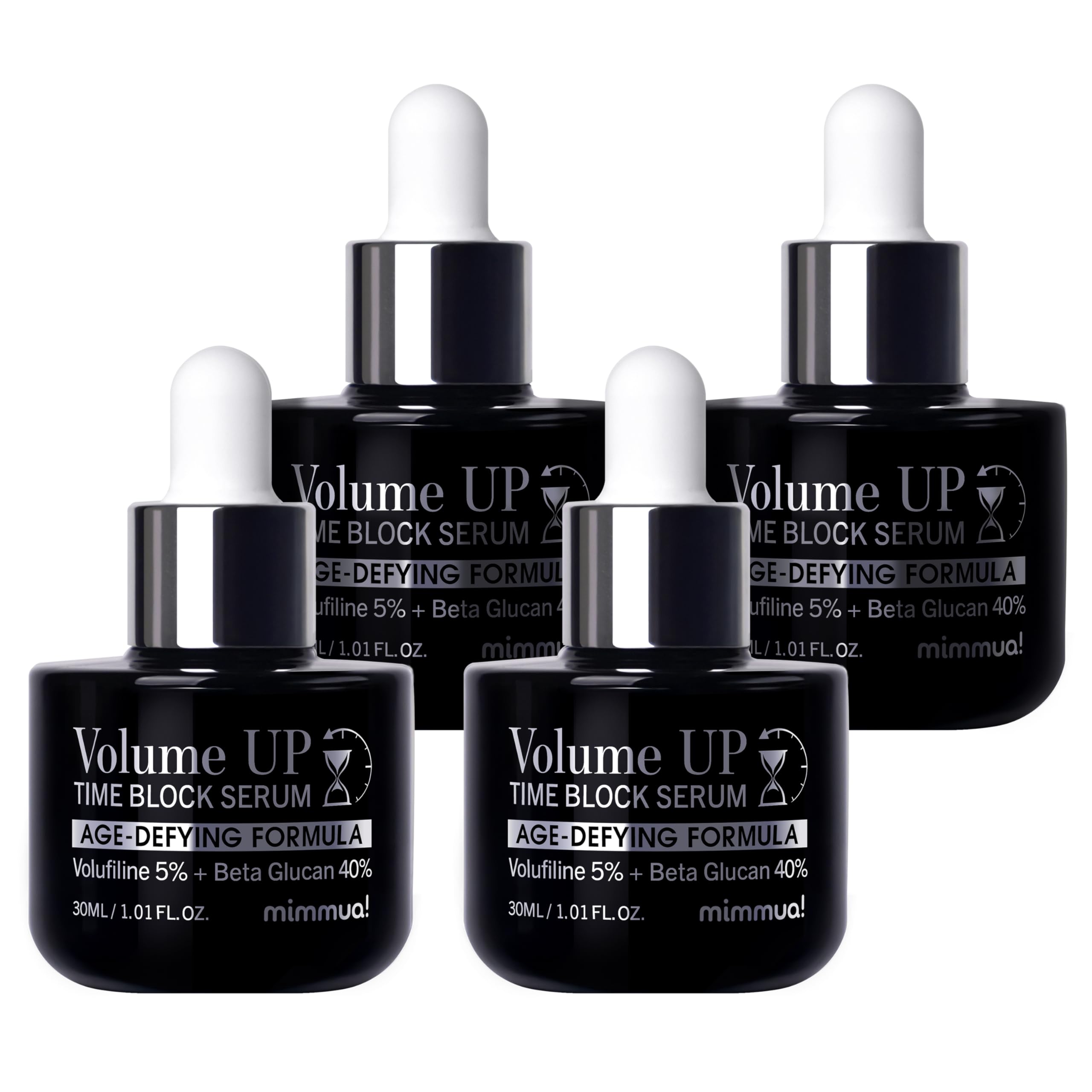 mimmua Volume Up Time Block Serum – 5% Volufiline + 40% Beta Glucan (30ml, 4-piece set)