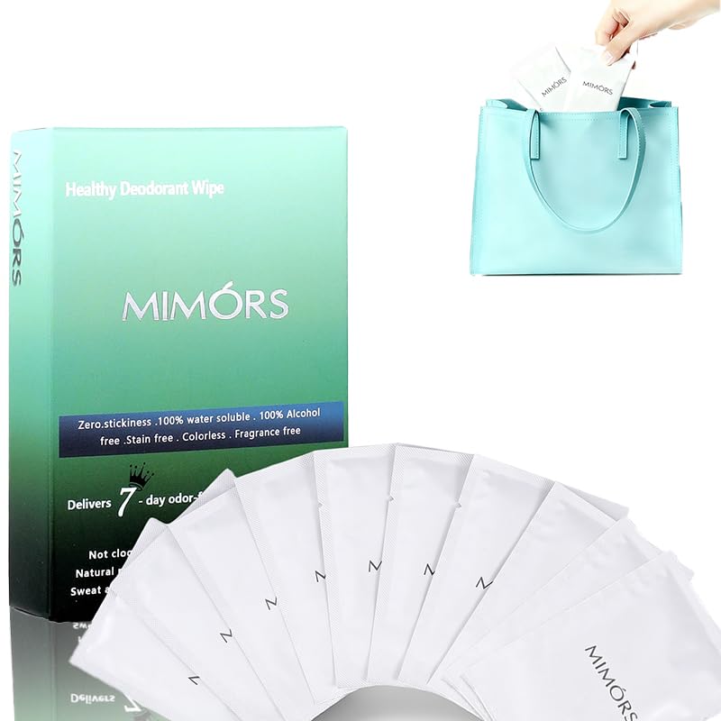 MIMORS Deodorant Body Wipes – 7 Days Odor Control, Aluminum-Free, Unscented
