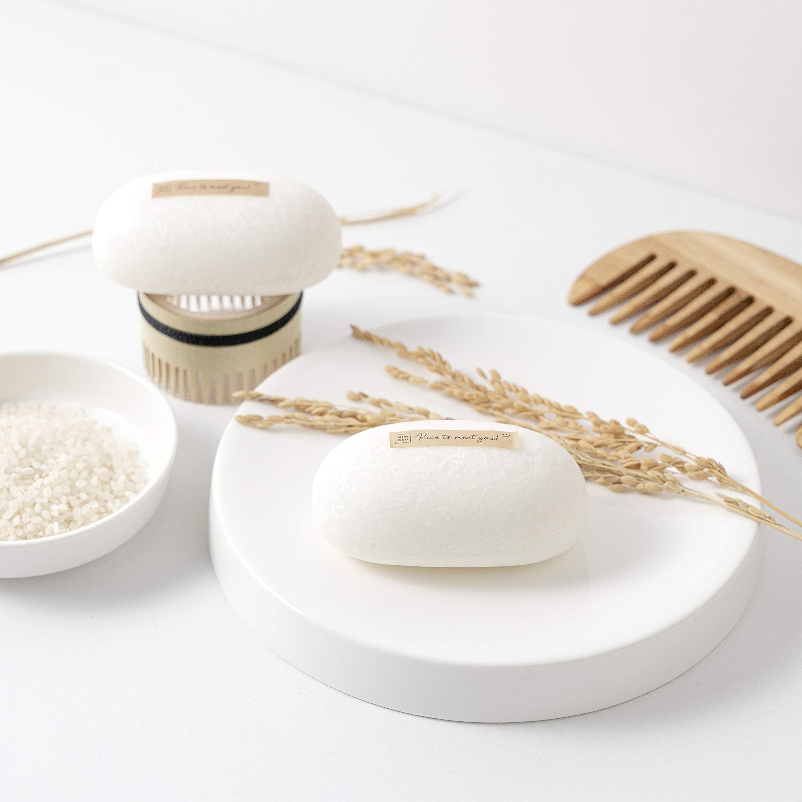 mimosu Fermented Rice Water Shampoo Bar – 2-Pack | pH Balanced, Unscented