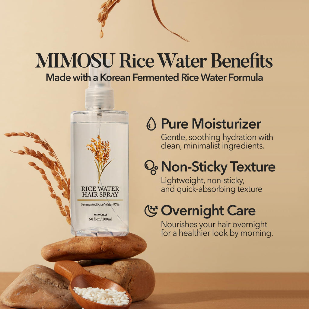 mimosu 97% Rice Water Hair Growth Spray – Fermented Rice Water, Biotin Serum & PHA Toner