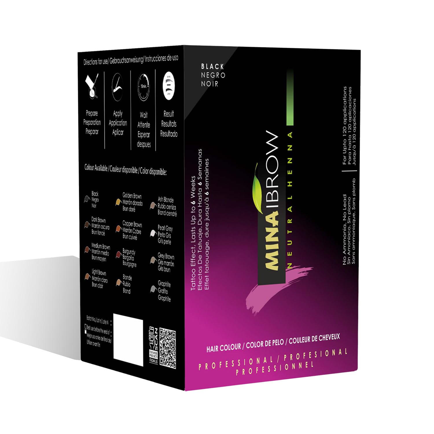MinaiBrow Mina ibrow Hair Color Refill Pack Black — Long-Lasting Natural Spot Coloring, No Ammonia