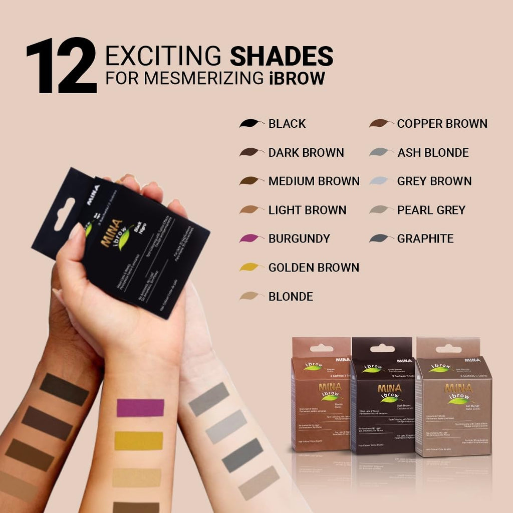 MINA iBrow Henna Color Tint Kit – Copper Brown | Covers Gray Hair, Up to 6 Weeks | No Ammonia, Vegan