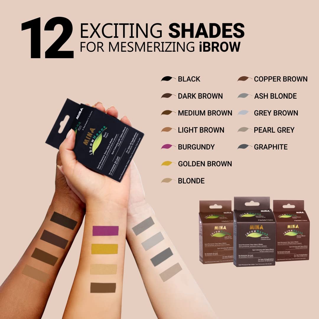 MINA ibrow Henna Medium Brown Tint Set – Up to 30 Applications, Vegan & Cruelty-Free
