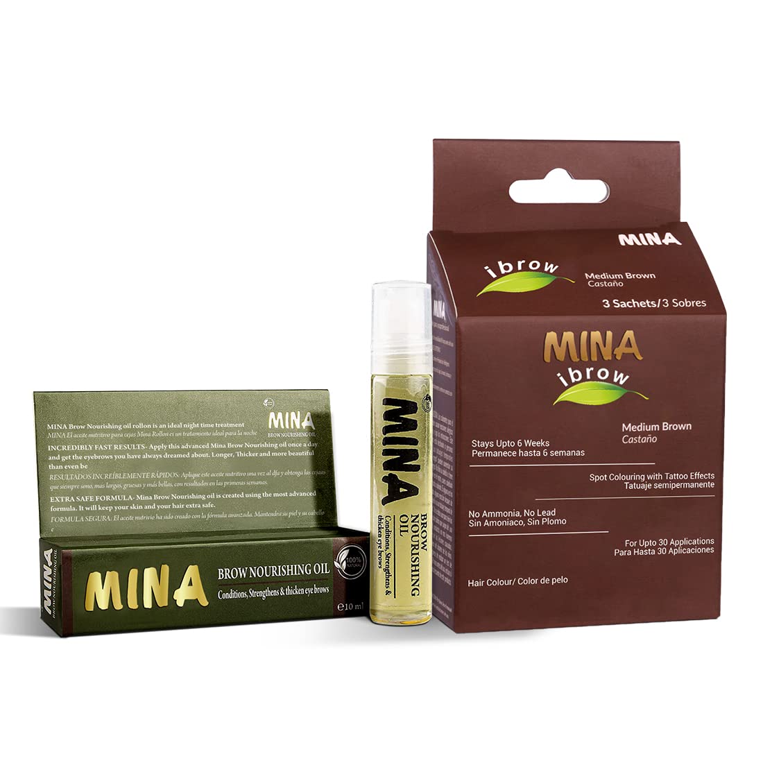MINA ibrow Henna Medium Brown Tint Set – Up to 30 Applications, Vegan & Cruelty-Free