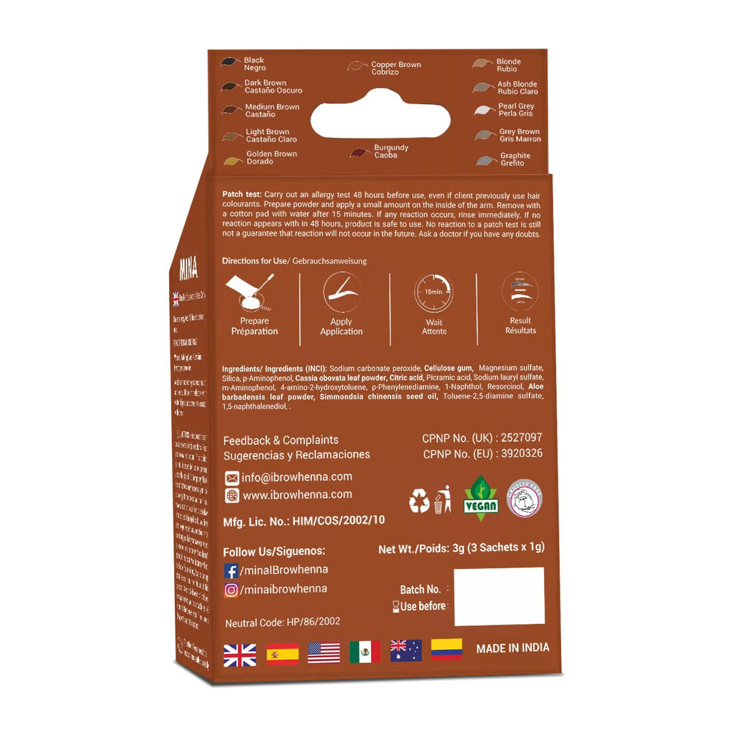 MINA iBrow Henna Color Tint Kit – Copper Brown | Covers Gray Hair, Up to 6 Weeks | No Ammonia, Vegan
