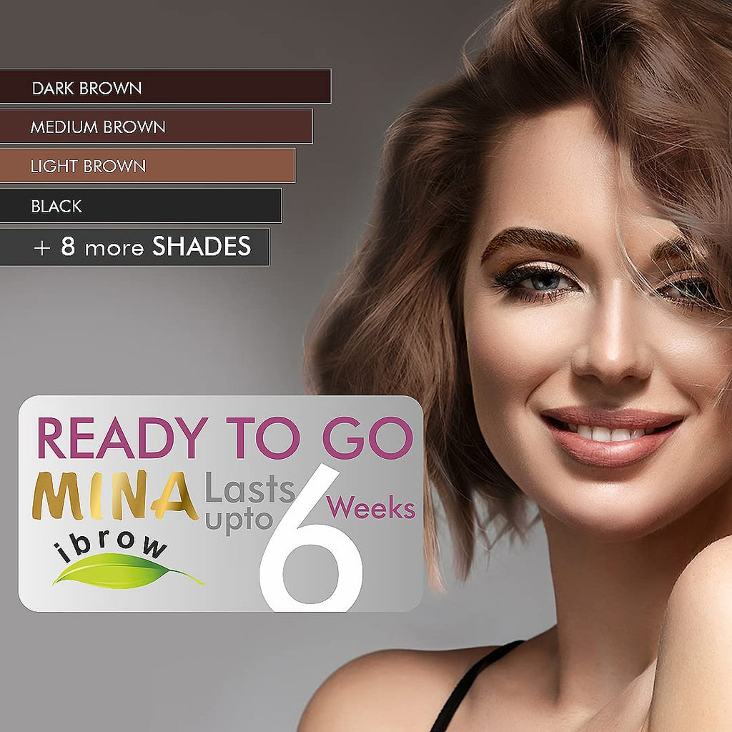 MINA ibrow Henna Medium Brown Tint Set – Up to 30 Applications, Vegan & Cruelty-Free