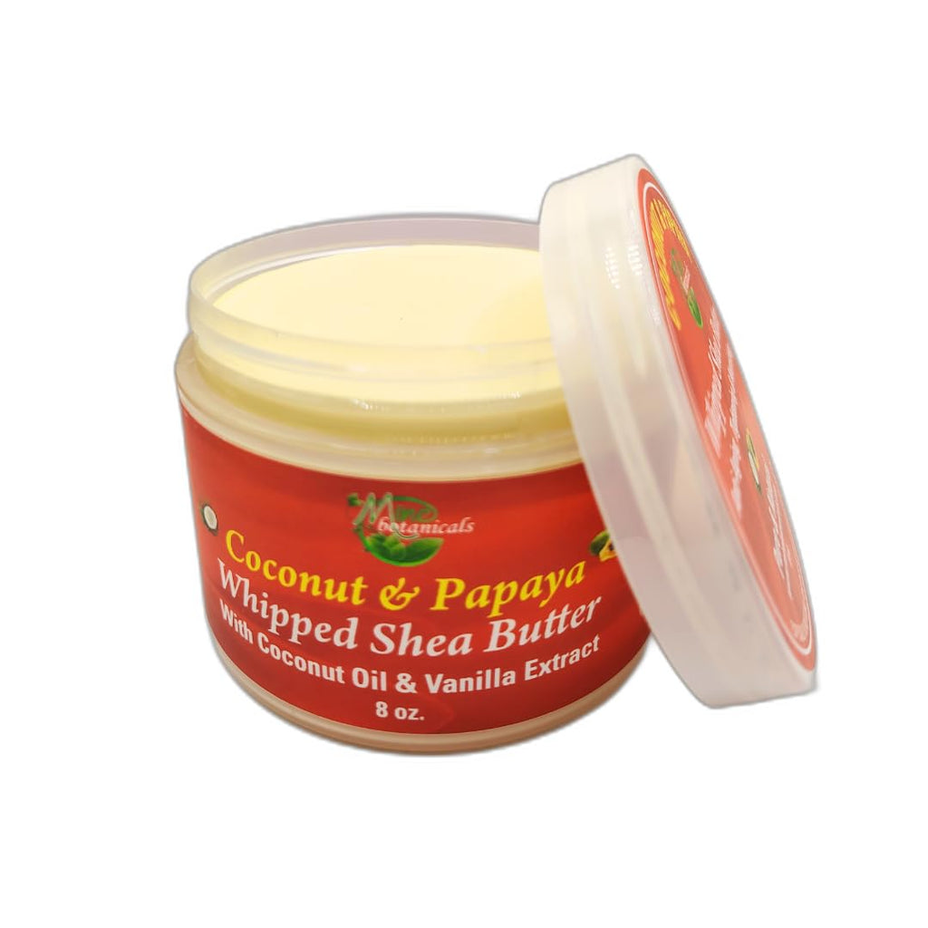 Mine Botanicals Coconut & Papaya Whipped Shea Butter – Luxurious Moisturizer with Coconut Oil & Vanilla Extract