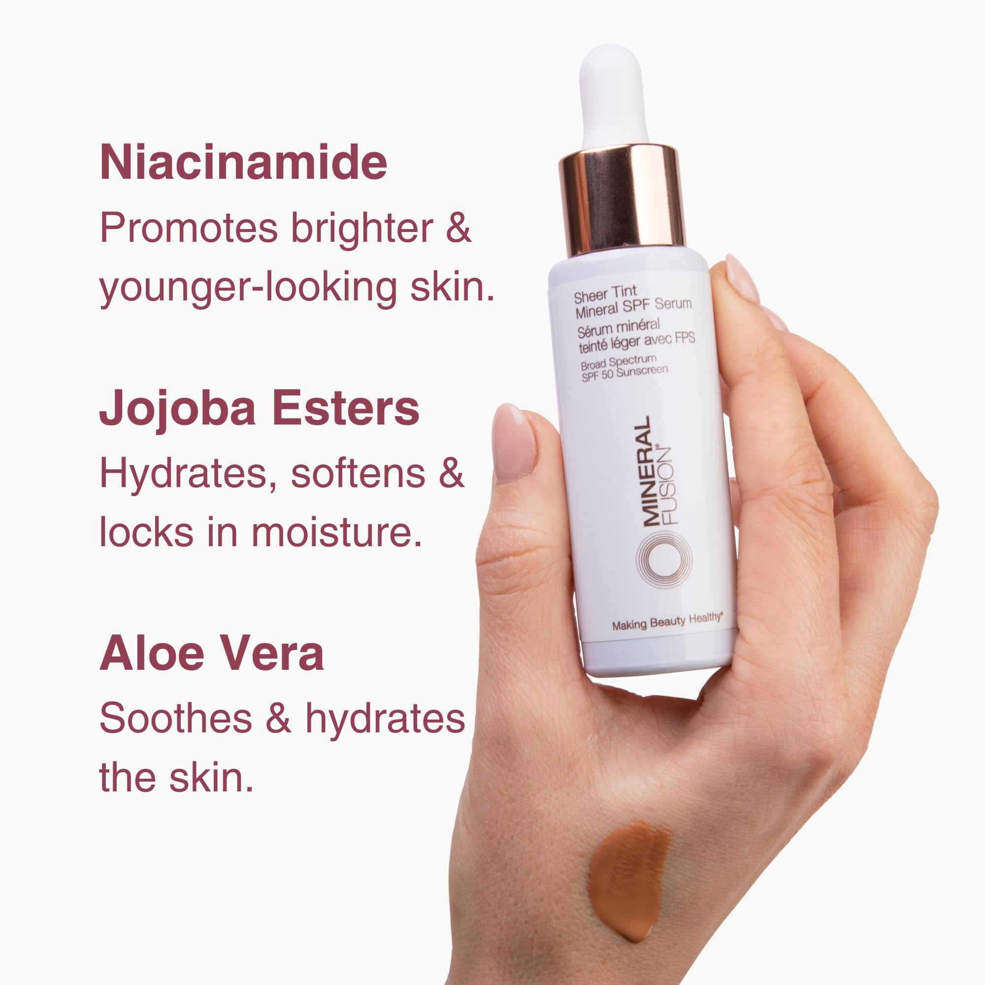 Mineral Fusion Face Serum – Sheer Tint SPF 50 Mineral Sunscreen, Tan