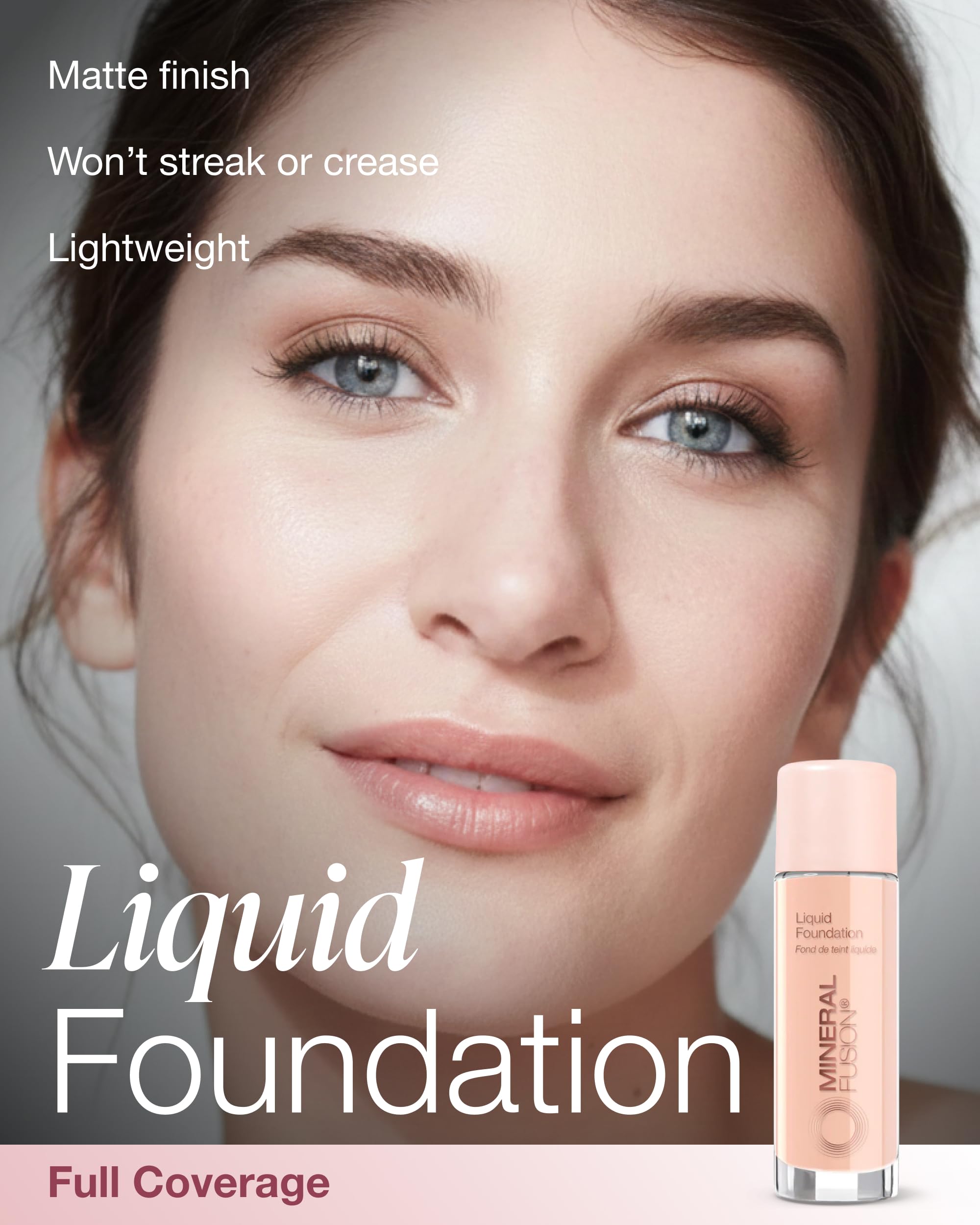 Mineral Fusion Full Coverage Liquid Foundation Cool 1 Fair - Lightweight Hydrating Matte Finish