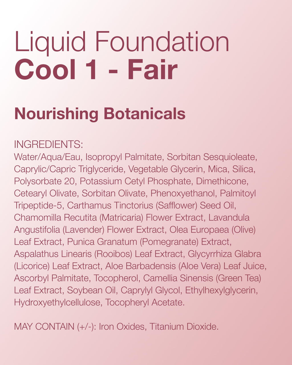 Mineral Fusion Full Coverage Liquid Foundation Cool 1 Fair - Lightweight Hydrating Matte Finish