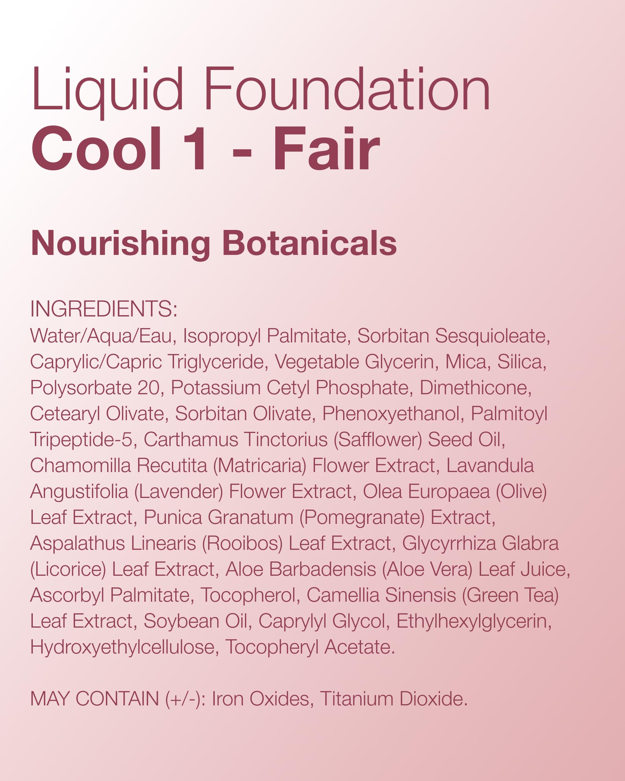 Mineral Fusion Full Coverage Liquid Foundation Cool 1 Fair - Lightweight Hydrating Matte Finish