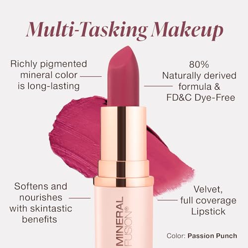 Mineral Fusion Long-Lasting Lipstick — Vivid, Smudge-Free Color with Avocado Oil