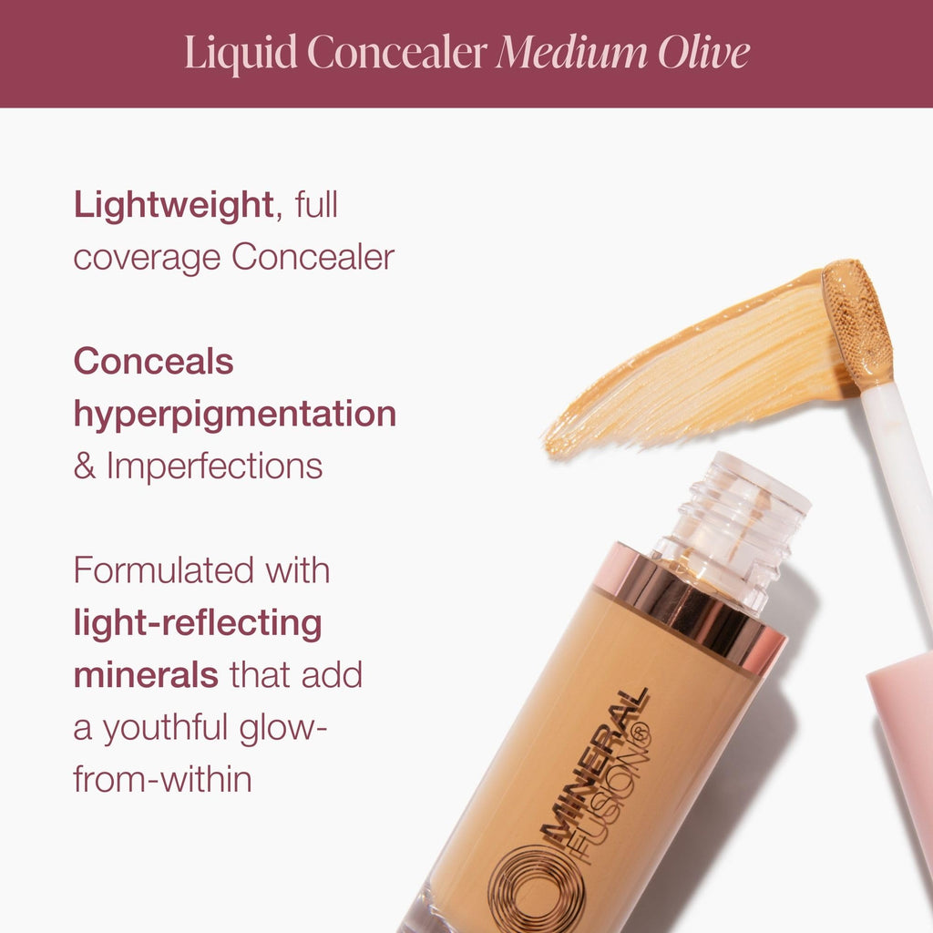 Mineral Fusion Liquid Concealer Medium Olive — Vegan, Lightweight, Full-Coverage