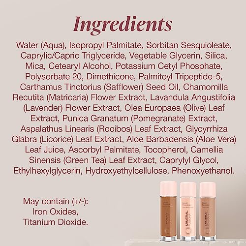 Mineral Fusion Liquid Foundation Warm 5 Tan – Lightweight Matte, 12-Hour Hydration, Vegan