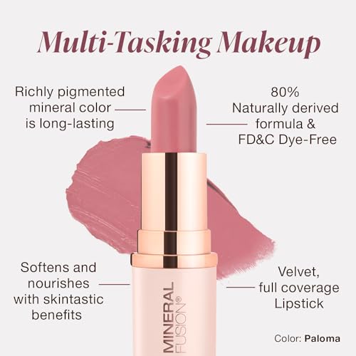 Mineral Fusion Long-Lasting Lipstick in Paloma – Vivid, Smudge-Free Color