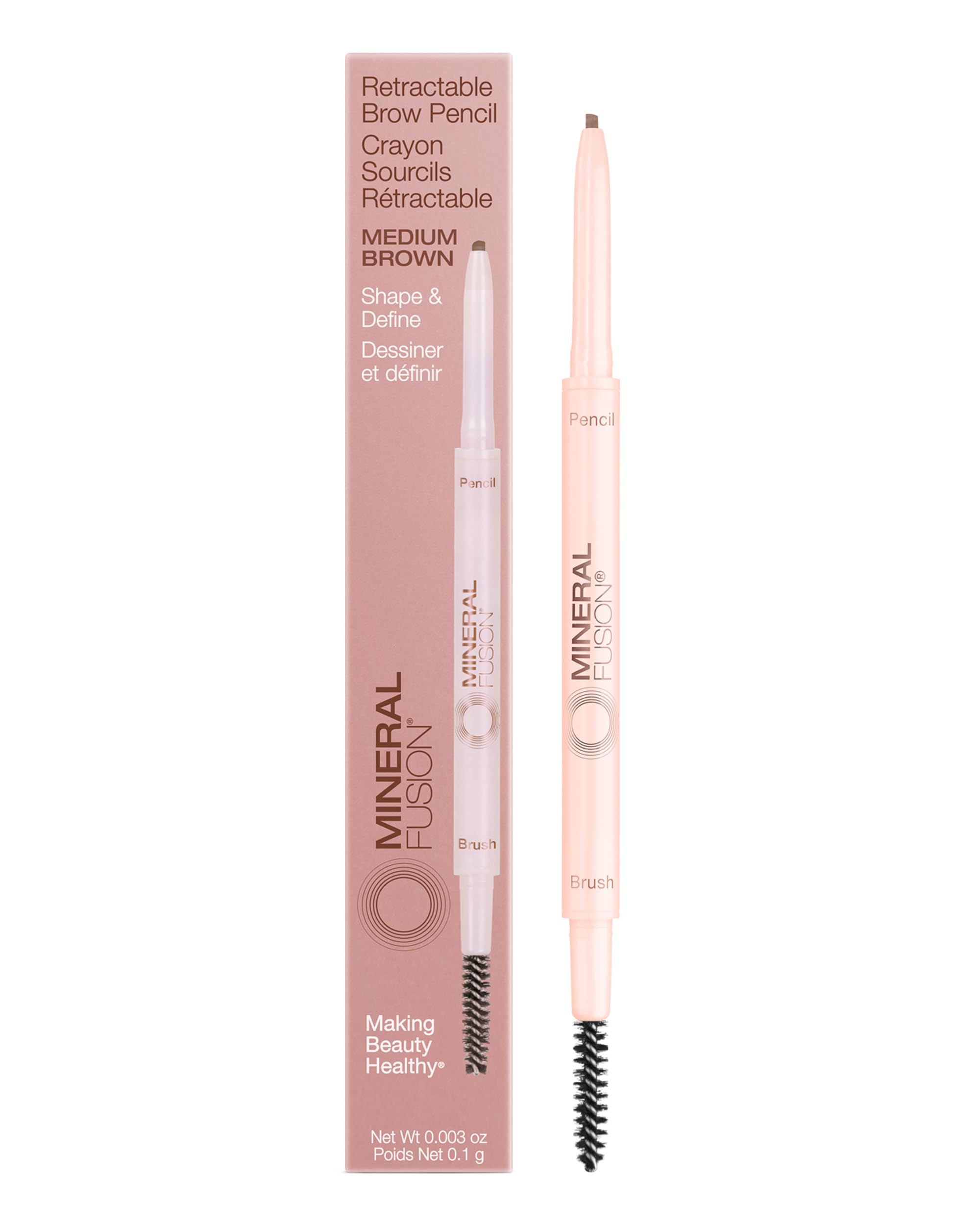 Mineral Fusion Retractable Brow Pencil (Medium Brown) – 2025 Beauty Heroes Award Winner | Shape & Define