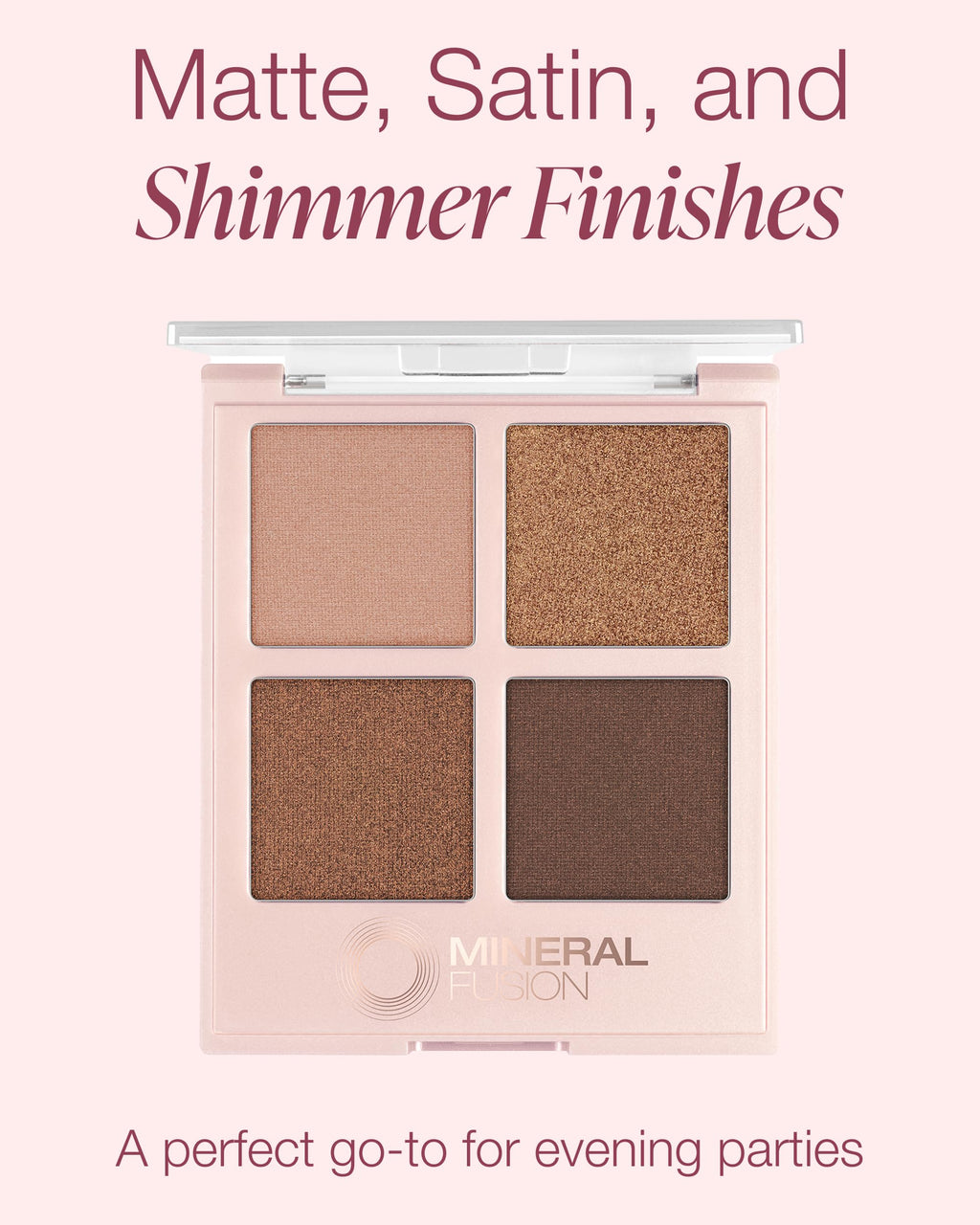 Mineral Fusion Soiree Eyeshadow Palette | Vegan Eye Makeup with Matte, Satin, and Shimmer Finishes