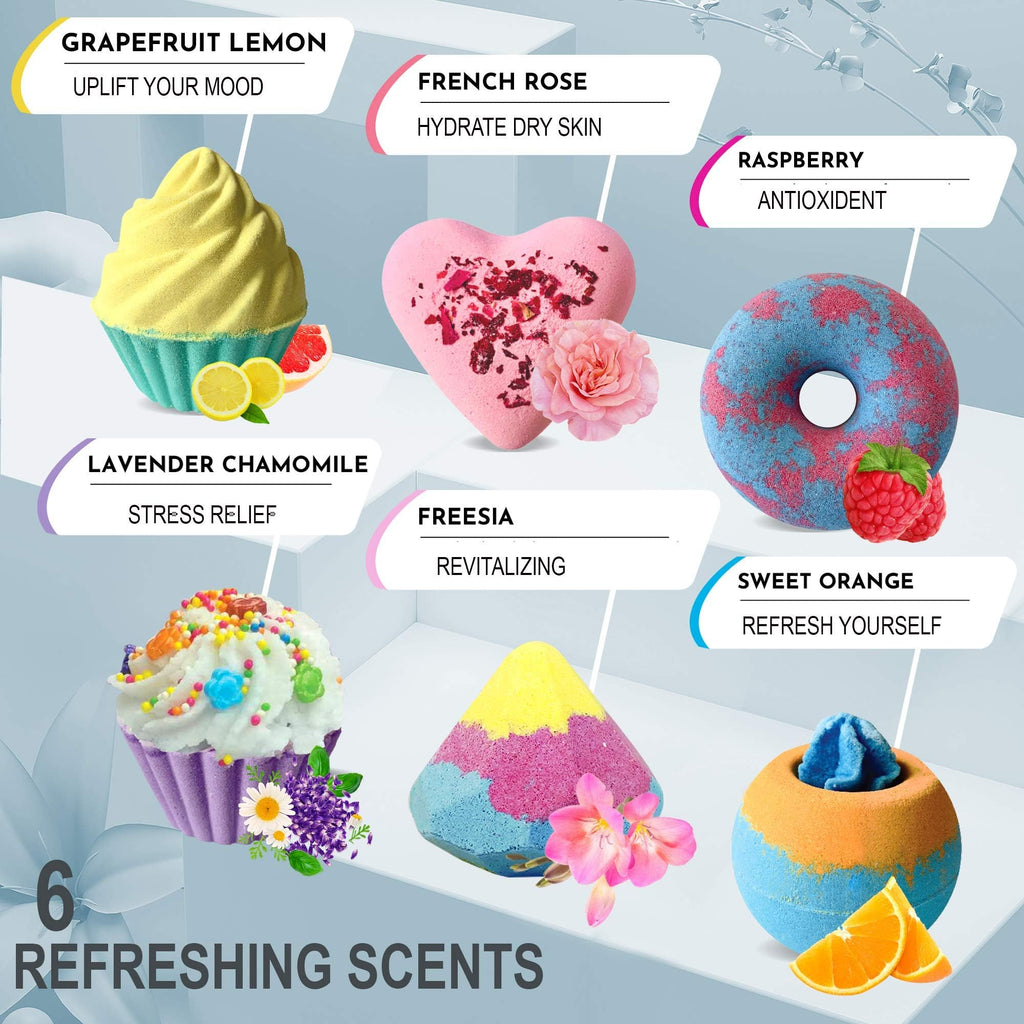 Mineral Me California Bath Bombs for Girls – 6 Organic Gift Set