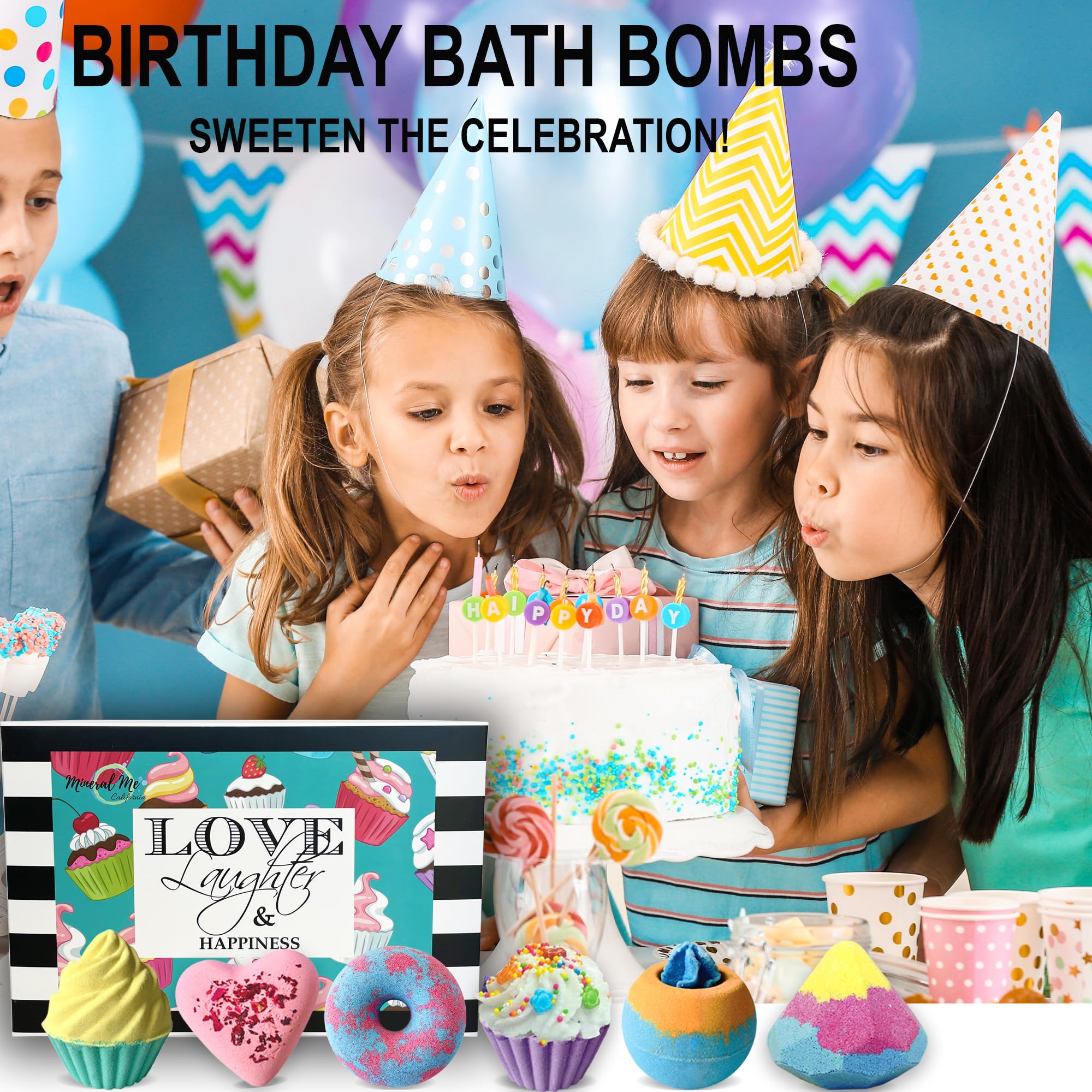 Mineral Me California Bath Bombs for Girls – 6 Organic Gift Set