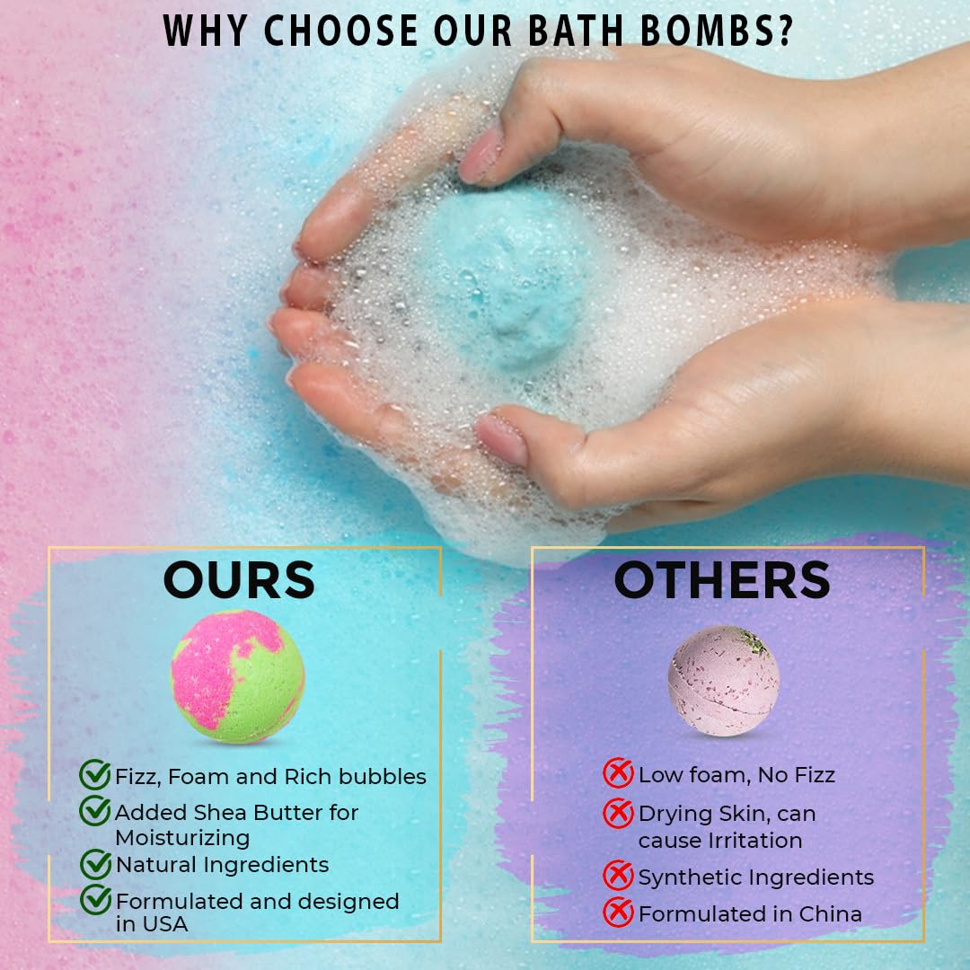 Mineral Me California Bath Bombs for Women – 12 Natural & Organic with Essential Oils & Shea Butter