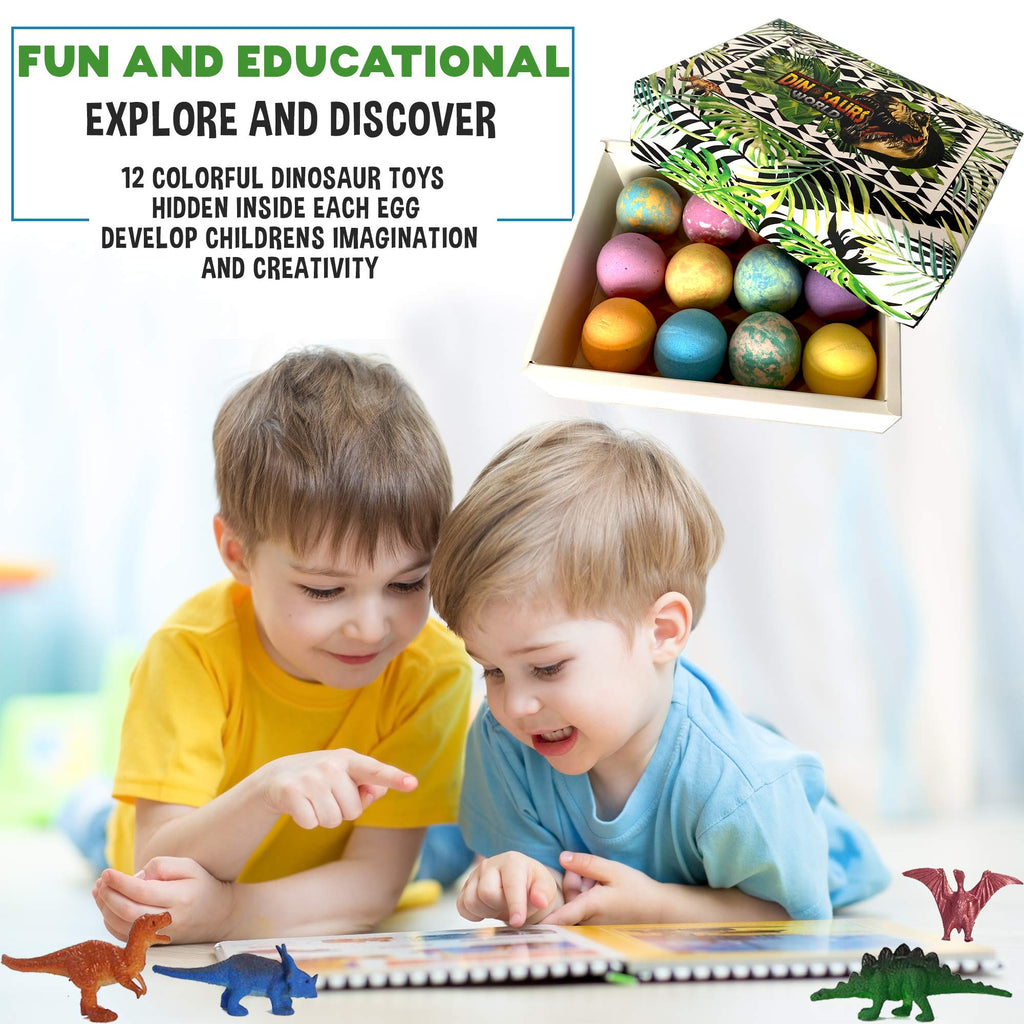 Mineral Me California | 12 Dinosaur Bath Bombs with Toys – Organic Kids Bubble Bath Fizzies