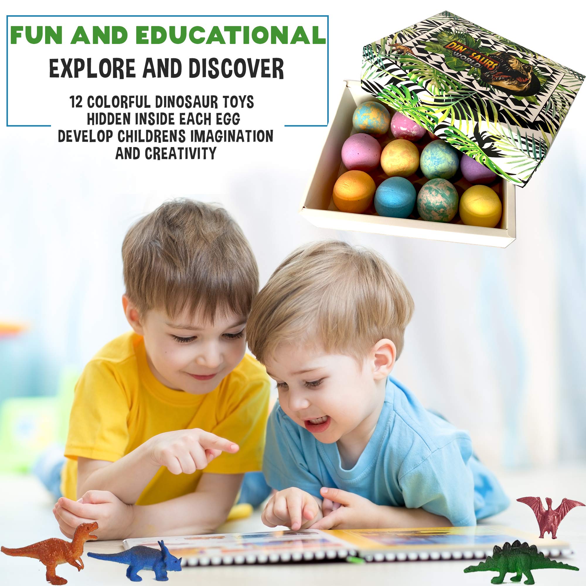 Mineral Me California | 12 Dinosaur Bath Bombs with Toys – Organic Kids Bubble Bath Fizzies