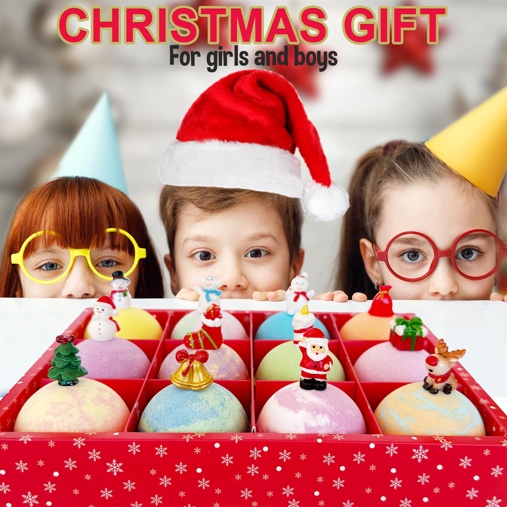Mineral Me California Christmas Advent Calendar Bath Bombs for Kids – 12 Organic Fizzies with Surprises