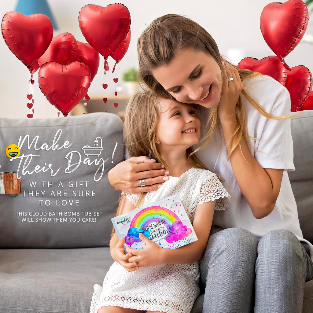 Mineral Me California Bath Bombs for Kids – All Natural Rainbow Cloud Bath Bombs with Organic Shea & Moisturizing Bubbles