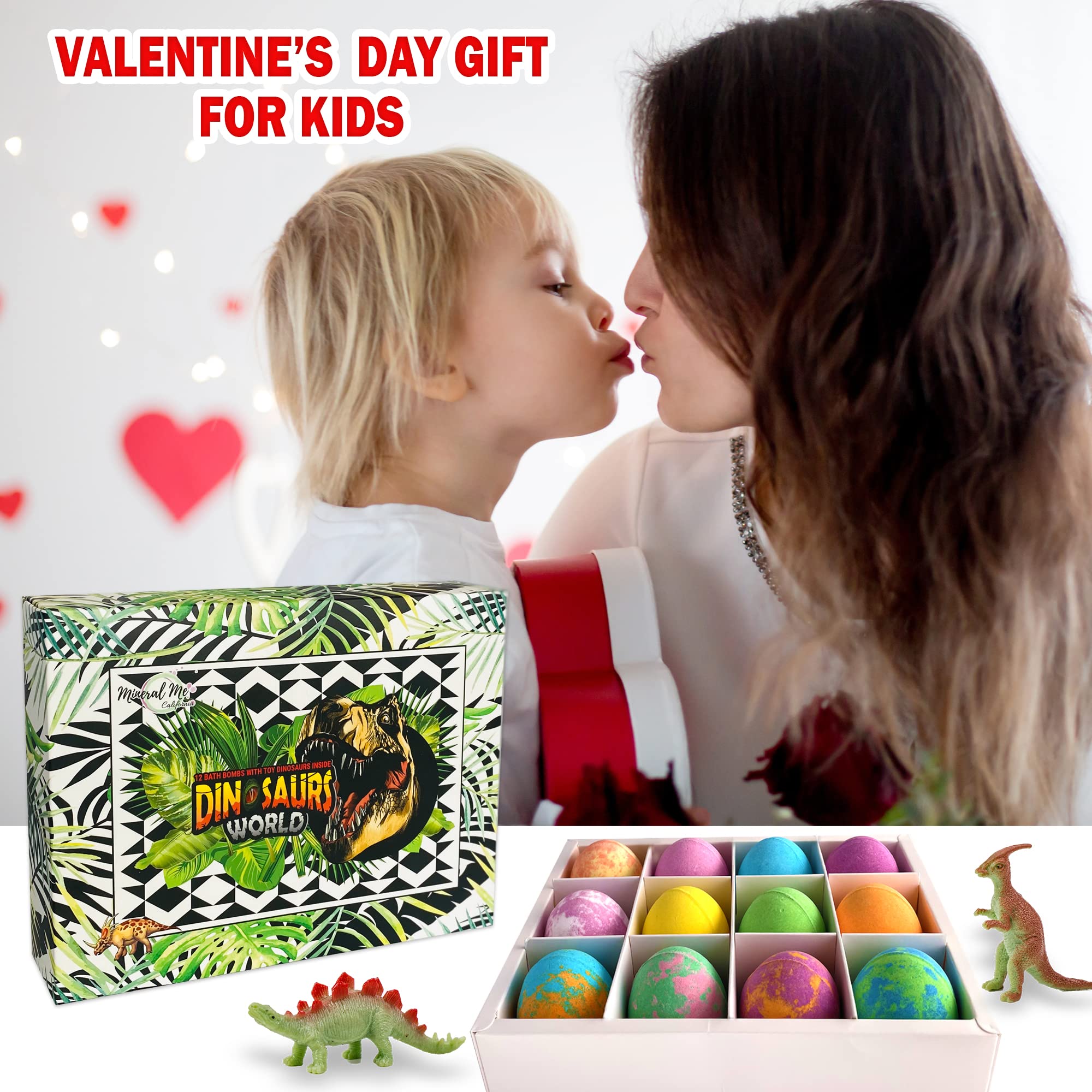 Mineral Me California | 12 Dinosaur Bath Bombs with Toys – Organic Kids Bubble Bath Fizzies
