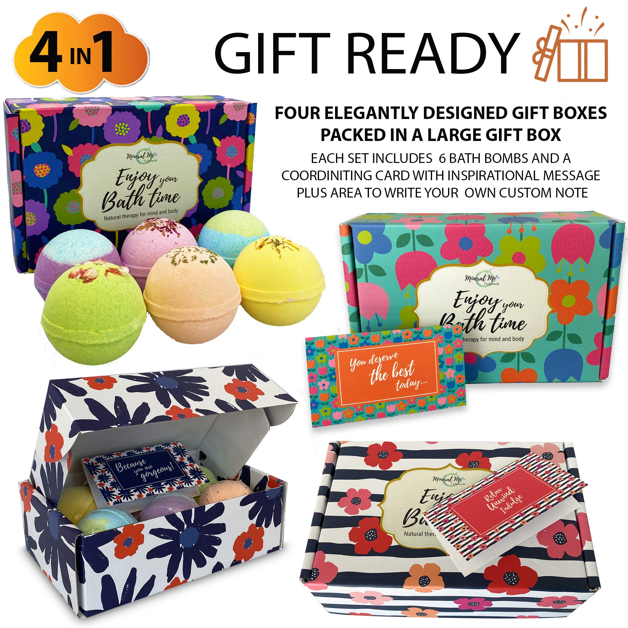 Mineral Me California Valentines Bath Bombs Gift Set – 24 Natural & Organic Bath Bombs