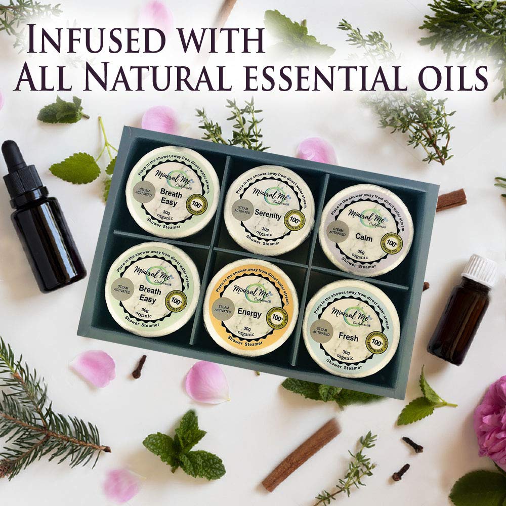 Mineral Me California Shower Steamers Aromatherapy – Organic Natural Shower Bombs for Home Spa